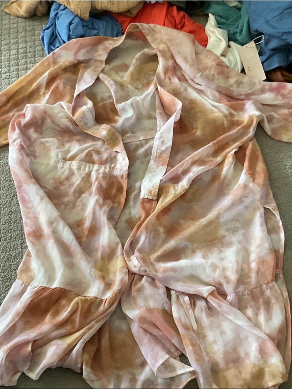 Maurices Tie-Dye Lightweight Blouse in Peach and Cream